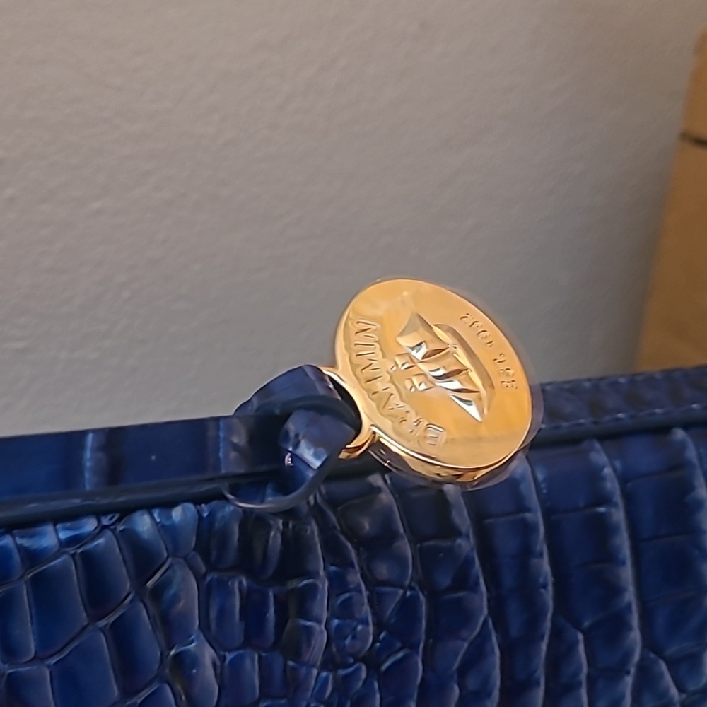 Brahmin Metallic Cobalt Croc-Embossed Crossbody Bag - Picture 2 of 8